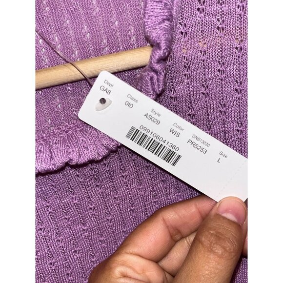 NWT J.Crew Lavender Ruffle Trim Knit Short Sleeve Top Women's Size Large - Picture 6 of 12